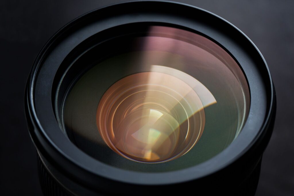 A close-up of a camera lens